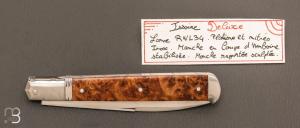   Couteau " Issoire Deluxe " pliant fait main par Bastien Toubhans - Atelier Beau Merle - Loupe d'amboine et RWL34