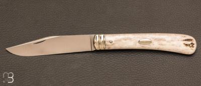 Couteau de poche Jacknife en bois de cerf par Mathieu Herrero
