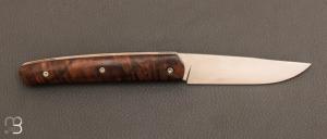 Couteau " K-hannibal " custom pliant de Michel Grini - Loupe de noyer US stabilisé et RWL-34