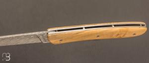  Couteau de poche modèle  " L08 " par Perceval - Damas et Loupe de Buis 