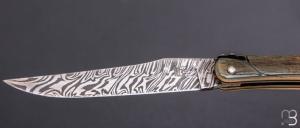   Couteau " Laguiole 12 cm" custom par Rozelier Fabien - Ty Coutelier - Ivoire de mammouth et damas