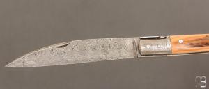   Couteau  " Laguiole Droit " custom de Jérôme Bellon - Mammouth et damas