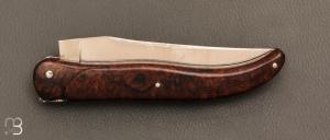 Couteau " Laguiole Grand Air 14,5 cm" par Rozelier Fabien - Ty Coutelier - Loupe de Bois de fer