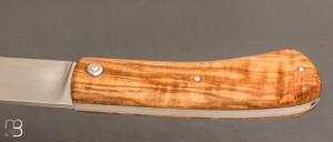   Couteau  " Le Dodu  " à cran plat par Frédéric Maschio - Olivier et acier 80CrV2