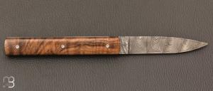 Couteau  "  Le Français " ronce de noyer / lame damas par Perceval