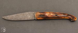 Couteau " Le Passager " de Pierre Thomas - Atelier Odae - Os cerf et 14c28N
