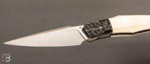     Couteau " Liner-lock custom " de Berthelemy Gabriel - La Forge Agab - Ivoire de mammouth et RWL34