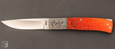    Couteau " Lock-Back " de poche par Susaï - Corail et ATS34 - Gravure de Pantechini