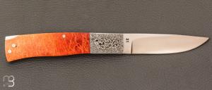    Couteau " Lock-Back " de poche par Susaï - Corail et ATS34 - Gravure de Pantechini