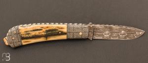  Couteau " Lockback " mammouth et damas par Kaj EMBRETSEN