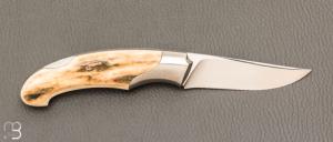 Couteau " Lutra Mini " Lock-back custom par Cyril Doche - Ivoire de mammouth et RWL34