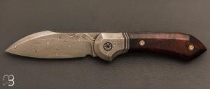    Couteau " Magna " pliant de Gudy van Poppel - Bois de fer et lame damas