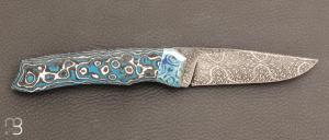 Couteau  "  Mako  "  damas mosaïque et Fatcarbon de Philippe Ricard