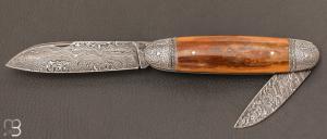    Couteau " Navette 2 pices " custom de Jrme Bellon - Mammouth et damas