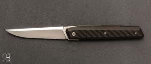   Couteau " No Name " custom par Cyril Doche - Fibre de carbone et lame en RWL34