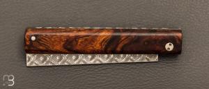    Couteau " L'Olonnois " par L'Atelier du capitaine - Bois de fer d'Arizona et damas