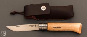 Couteau Opinel N°08 manche hêtre + étui - lame acier inoxydable
