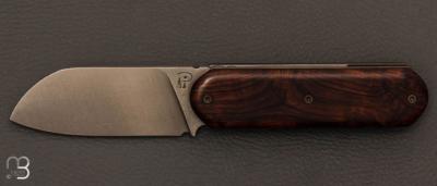   Couteau  "  P'tit gros style bouledogue  " bois de fer et lame en D2 de Garaboux Jean Philippe - Les couteaux de Pi