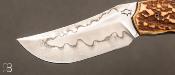 Couteau custom bois de cerf et acier Shirogami N°2 par Guy Poggetti