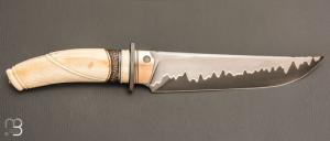   Couteau "Pièce unique  " de Benoit Maguin - Lame sandwich et ivoire de phacochère