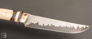   Couteau "Pièce unique  " de Benoit Maguin - Lame sandwich et ivoire de phacochère