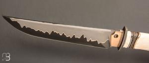   Couteau "Pièce unique  " de Benoit Maguin - Lame sandwich et ivoire de phacochère