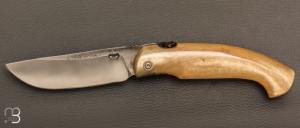 Couteau de poche Piémontais par Mickael Moing - Corne de bélier et 100c6