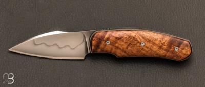 Couteau custom pliant par David Lespect - Koa stabilisé et C105
