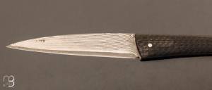   Couteau " Requiem " custom par Samuel Guichard - Fibre de carbone et Suminagashi damas