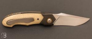  Couteau  "  Front-flipper " custom par Romain Lopez - Micarta et RWL-34