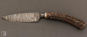 Couteau " Semi Intgral " custom de Anthony Brochier - Damas torsad et bois de cerf