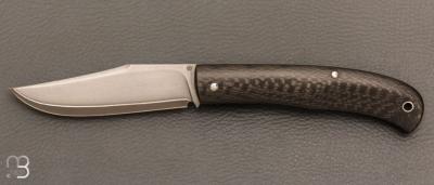 Couteau " Slack " custom par Raphaël Durand - Fibre de carbone et Suminagashi