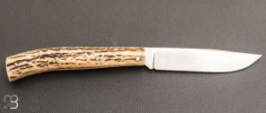   Couteau " Slipjoint " de Jacky Pasquier - Bois de cerf et lame en 14c28