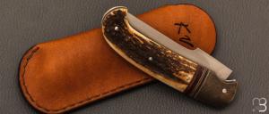  Couteau " Scagel Slipjoint " custom par Karim Valentin - Les couteaux D'Hure - Bois de cerf et N690Co