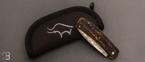  Couteau " Slipjoint " custom par Guy Poggetti - Bois de cerf et lame en C130