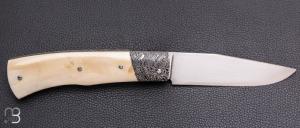   Couteau " Talar " pliant de Anthony Brochier - Ivoire de phacochère / damas et RWL34