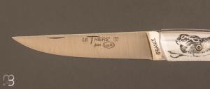   Couteau de poche " Thiers " 12 CM par Locau - résine avec inclusion Lièvre