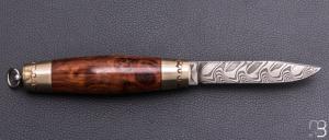 Couteau Tonneau par Jean Michel REMAUD - Palissandre du Honduras et lame damas