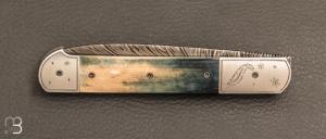    Couteau " Yssingeaux " par Tim Bernard - Ivoire de mammouth et damas plume