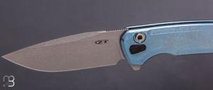 Couteau  " ZT0044BLU Factory Special Series Button lock " par ZERO TOLERANCE - CPM S90V et titane