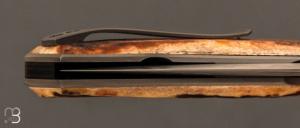 Couteau " custom " bois de cerf et acier Shirogami N°2 par Guy Poggetti