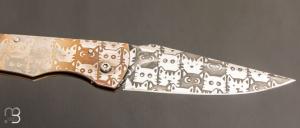   Couteau " chat lock-back " pliant par Willy Foulboeuf - La Forge du Monstre - Inox 