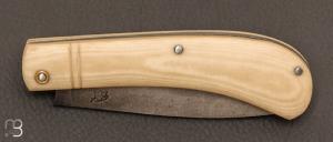  Couteau custom pliant à cran carré - Micarta blanc - Pierre Henri Monnet