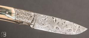   Couteau " custom "  par Joël Grandjean - Ivoire de mammouth et lame damas