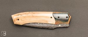    Couteau " custom " de Berthelemy Gabriel - La Forge Agab - ivoire de mammouth et damas