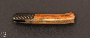 Couteau " custom " damas grain de riz et os de girafe par Christian Avakian