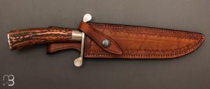     Couteau de chasse par Laurent Gaillard - Bois de cerf sambar et lame en 100C6