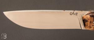  Couteau " liner lock" en érable négundo stabilisé et N690 par Thibaut Pecheux - Obit coutellerie