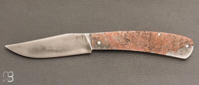   Couteau à cran forcé fer et cuivre par Mickaël Moing - Lame acier XC100