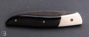 Couteau " le Névé " custom par Tim Bernard - Corne de buffle et os blanc